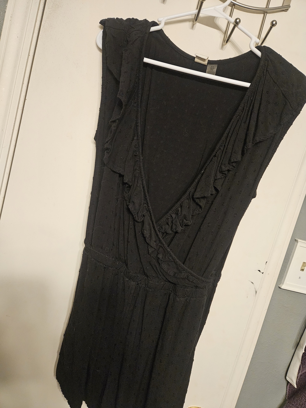 Roxy Black Ruffle-Trim Wrap Romper